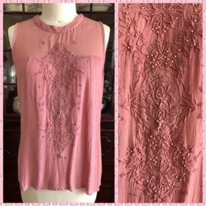 Dusty Rose Embroidered Blouse